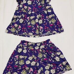 Tea Collection Floral Skater Skirt - Purple, Green, and White